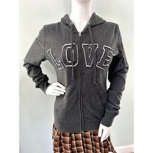 Reflex LOVE Grey Long Sleeve Hoodie Jacket Women's size Medium